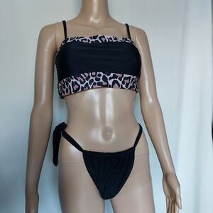 Bikini Leopar print‎ 2 piece Blackj Jsize L